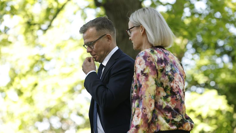 Pääministeri Petteri Orpo (kok.) ja valtiovarainministeri Riikka Purra 12. heinäkuuta.
