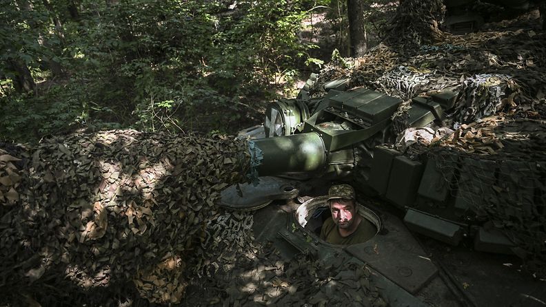 Ukrainan 3. panssarivaunuprikaatin tankki Harkovan alueella 18. elokuuta.