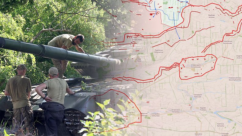 Ukrainan panssarivaunu ja rintamatilanne kartalla
