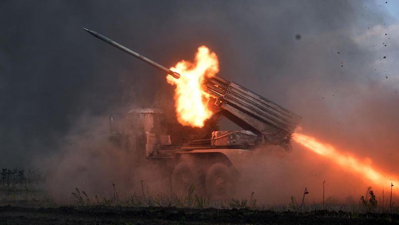 Venäjän Tornado-G-raketinheitin Svatoven liepeillä 16. toukokuuta.
