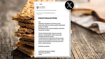Yksi suuria suomalaisia ikuisuuskysymyksiä on, kummalle puolen näkkileipää levitään voi. Mitä vastaa Laitilan kaupunginjohtaja Lauri Kattelus?