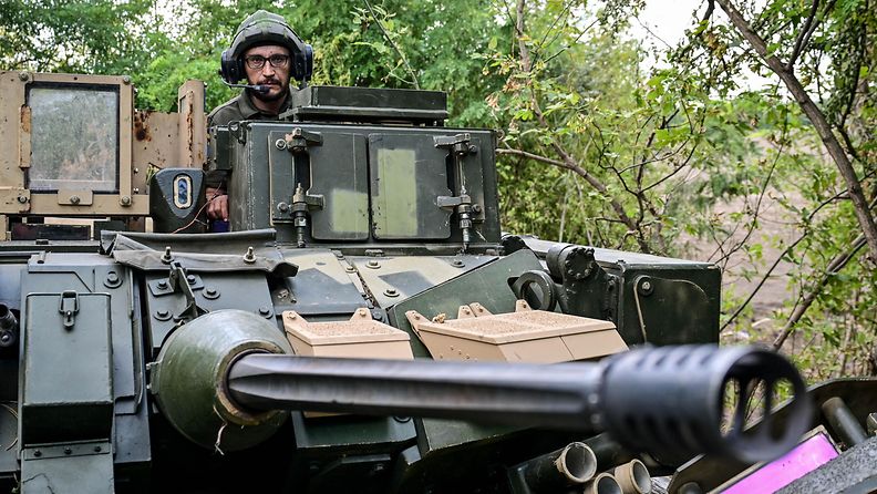 Yhdysvaltain antama Bradley-rynnäkkövaunu Ukrainan 47. mekanisoidun prikaatin käytössä Robotynen alueella Länsi-Zaporizhzhjassa.