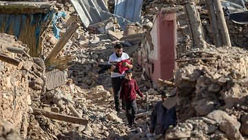 Marokon maanjäristyksen aiheuttamia tuhoja 10. syyskuuta.