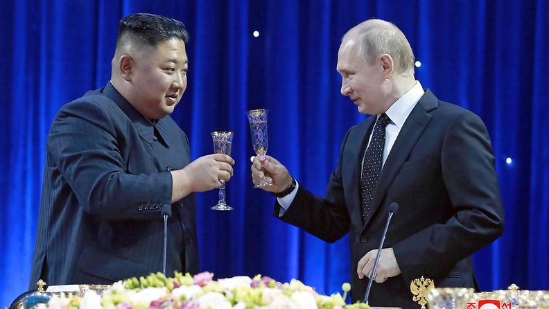 Pohjois-Korean johtaja Kim Jong-un ja Venäjän presidentti Vladimir Putin huhtikuussa 2019.