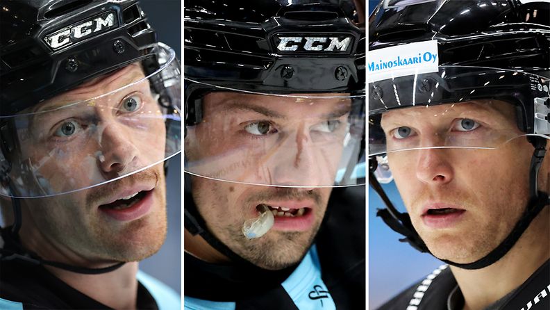 Lars Bryggman, Patrik Carlsson ja Ryan Lasch – SM-liigan paras hyökkäysketju, Petteri Sihvonen linjaa. 