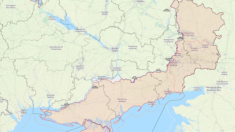 Ukrainan rintamatilanne 22. syyskuuta. Kartta: The War in Ukraine -tilannekartta / Black Bird Group.