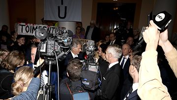 Presidentti Sauli Niinistö Helsingin yliopiston vallatussa päärakennuksessa 28. syyskuuta.
