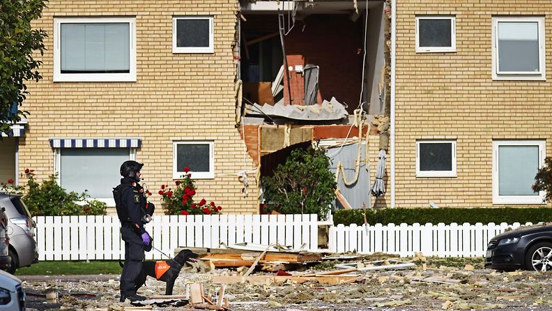 Linköpingissä räjähtänyt asuintalo 26. syyskuuta.