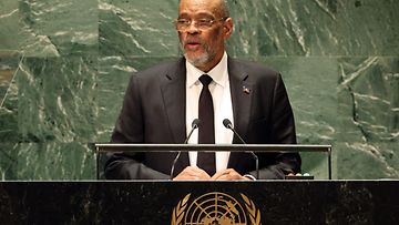 Haitin pääministeri Ariel Henry YK:ssa 22. syyskuuta.