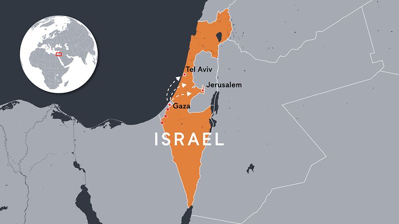 Israle ja Gaza karttakuva