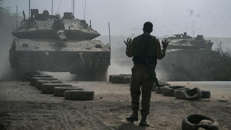 Merkava-taistelupanssarivaunu lähellä Gazaa 13. lokakuuta.