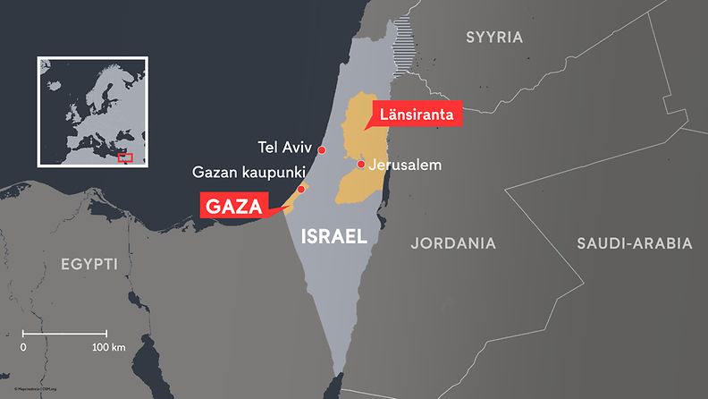 Israel, Gaza, kartta 13.10.2023