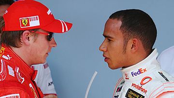 Kimi Räikkönen ja Lewis Hamilton, kuva: Mark Thompson/Getty Images