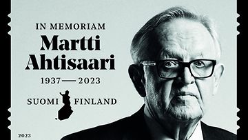 Presidentti Martti Ahtisaaren surumerkki.