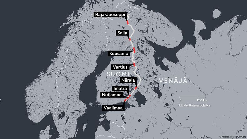 Suomen raja-asemat kartta
