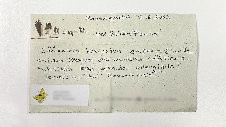 Pekka Pouta sai kirjeen