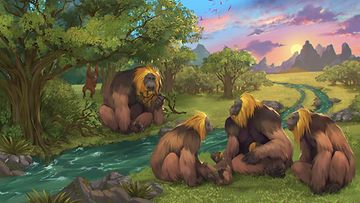 Australialainen Southern Crossin yliopisto julkaisi 9. tammikuuta 2024 taiteilijan näkemyksen Gigantopithecus blacki -jättiläisapinalaumasta metsässä Etelä-Kiinassa.