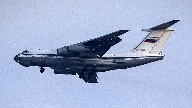 Venäjän puolustusvoimien Il-76-kuljetuskone kuvattuna Syyriassa vuonna 2022.