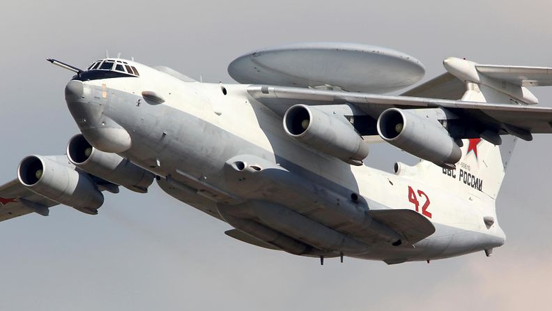 AOP A-50 AEW-C -lentokone esittelylennolla Venäjän ilmavoimien satavuotisjuhlassa Zhukovskissa Venäjällä.