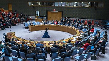 YK:n turvallisuusneuvosto kuvattuna maaliskuussa.