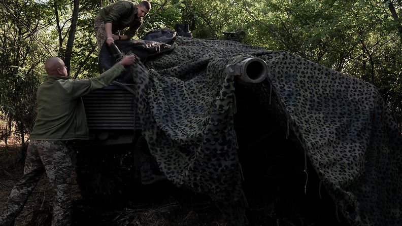 Ukrainan 47. prikaatin Leopard 2 -taistelupanssarivaunu syyskuussa 2023. Leopardit osallistuivat sotaan ensimmäistä kertaa Ukrainan epäonnistuneen vastahyökkäyksen aikana.
