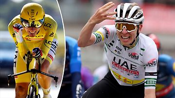 Tadej Pogacarin ura lähti räjähdysmäiseen nousuun Tour de France -voitoista vuosina 2020-2021 (vas.). Hän dominoi Katalonian ympäriajoa reilu viikko sitten (oik.).