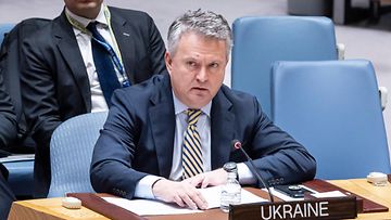 Ukrainan YK-lähettiläs Serhi Kyslytsja.