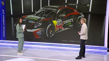 Kalle Rovanperä esitteli Porsche-autoaan.