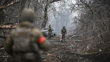 Venäläissotilaita Itä-Ukrainan Avdiivkassa helmikuussa. Kuvituskuva.