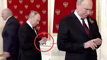 Putinin käytös herätti huomiota suorassa lähetyksessä – erikoista sormeilua jokaisen kättelyn yhteydessä