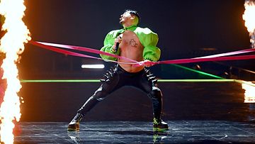 LK 9.5.2024 Käärijä esiintyi Eurovision laulukilpailun 2024 toisen semifinaalin kenraaliharjoituksissa Malmössä Ruotsissa 8. toukokuuta 2024.