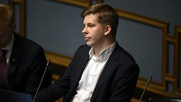Perussuomalaisten kansanedustaja Joakim Vigelius.