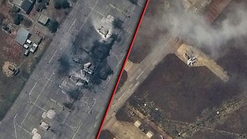 Satelliittikuvia Sevastopolin sotilaslentokentältä.