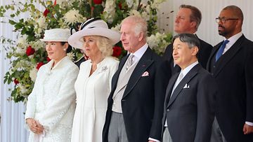 LK 25.6.2024 Britannian kuningas Charles, kuningatar Camilla, Japanin keisari Naruhiton ja Japanin keisarinna Masakon kuninkaallisessa paviljongissa Lontoossa 25. kesäkuuta 2024.