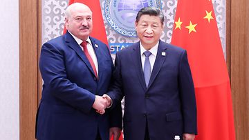 Valko-Venäjän Aljaksandr Lukashenka ja Kiinan Xi Jinping tapasivat Kazakstanissa heinäkuussa 2024.