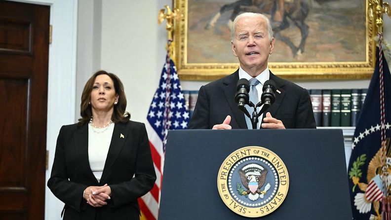 Yhdysvaltojen presidentti Donald Trump ja varapresidentti Kamala Harris 14. heinäkuuta.