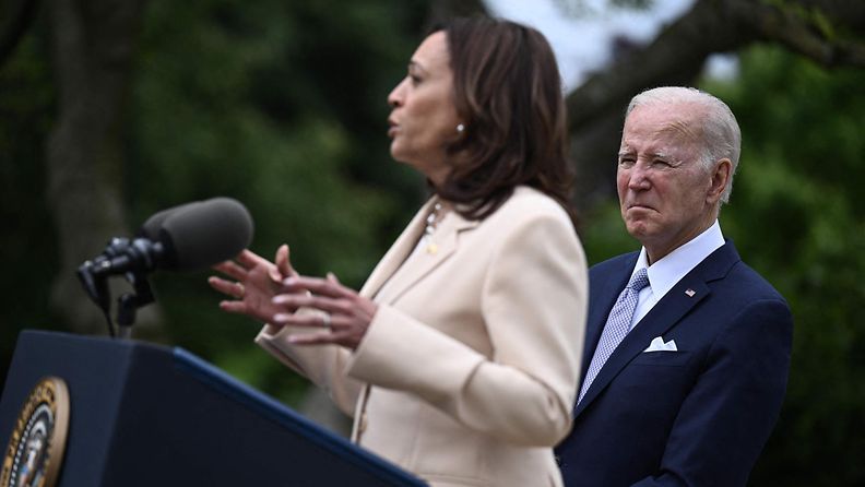 Varapresidentti Kamala Harris ja presidentti Joe Biden 1. toukokuuta 2023.