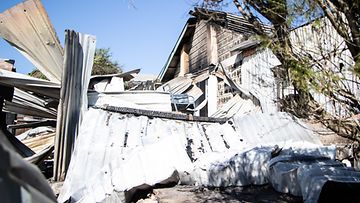 A view of damaged iron sheets of Hillside Endarasha Academy where a dorm fire broke out killing 18 school children.