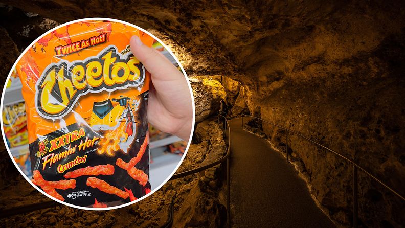 Kuvituskuvassa Carlsbad Caverns ja Cheetos-pussi.