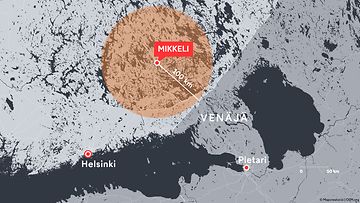 2709 Mikkeli Venäjän raja etäisyys kartta