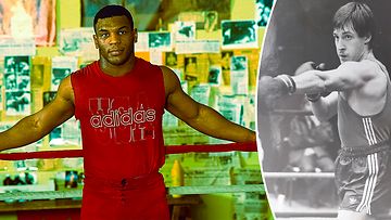 Mike Tyson vuonna 1986. Oikealla Pekka Viippo kehässä. 