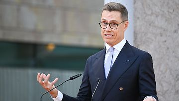 LK 22.10.2024 Presidentti Alexander Stubb piti puheen Pohjoismaiden Saksan-suurlähetystön 25-vuotisjuhlassa.