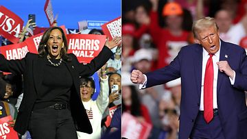 Yhdistelmäkuva Donald Trumpista ja Kamala Harrisista.