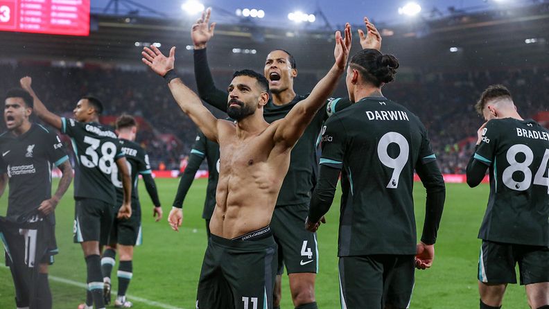 Mohamed Salah iski osuman Liverpoolille Southampton-ottelussa sunnuntaina. 